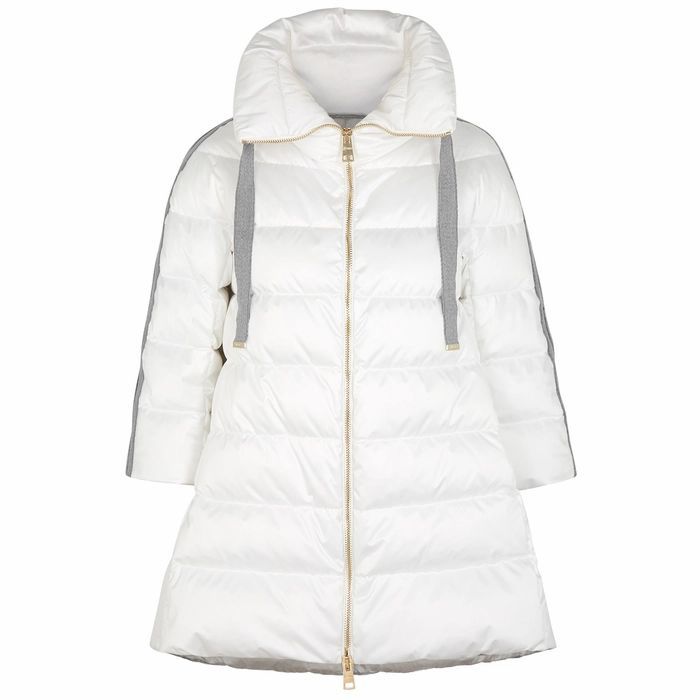 White Quilted Satin Coat