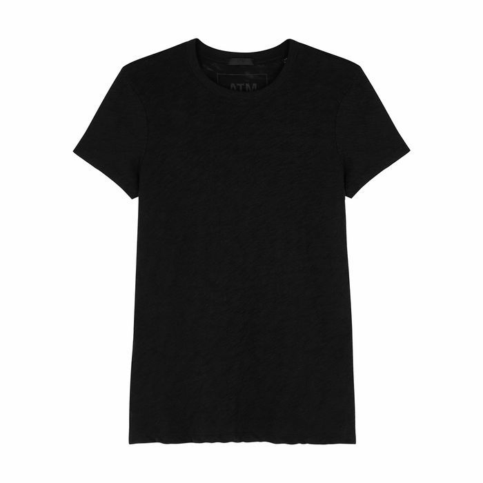Black Slubbed Cotton T-shirt