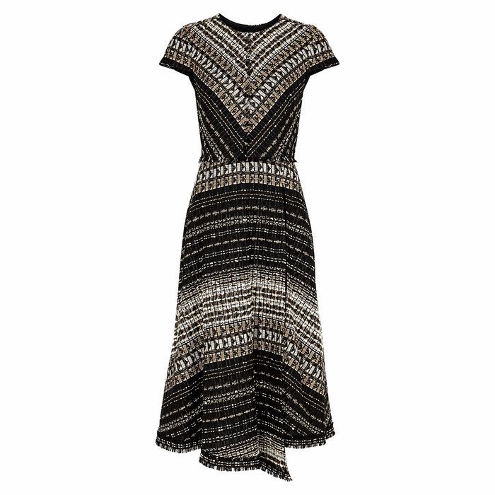 Textured Metallic-weave Bouclé-knit Midi Dress