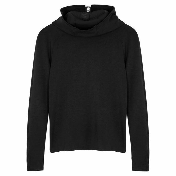 Black Hooded Jersey Sweatshirt