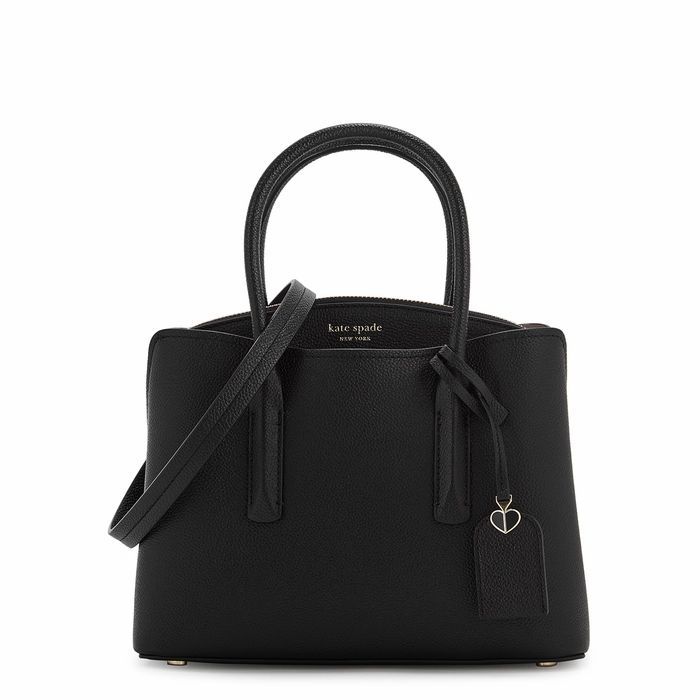 Margaux Medium Black Leather Shoulder Bag