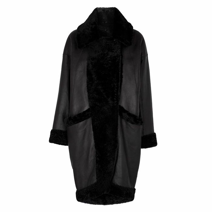 Black Reversible Shearling Coat