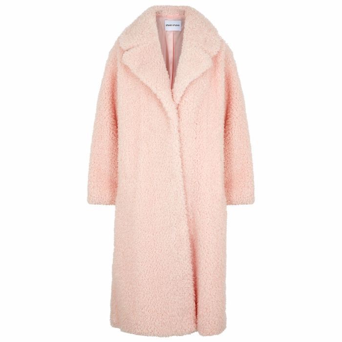 Clara Light Pink Faux Shearling Coat