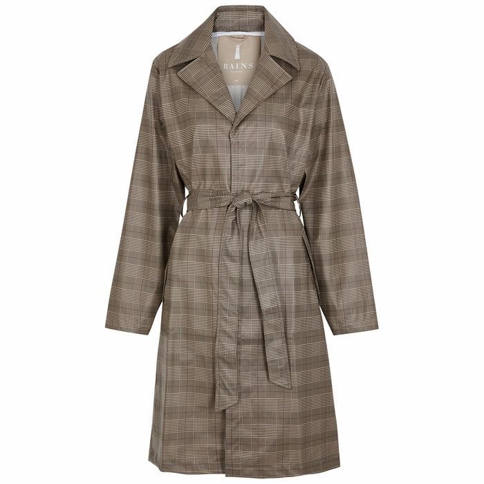 Checked Coated Trench Coat