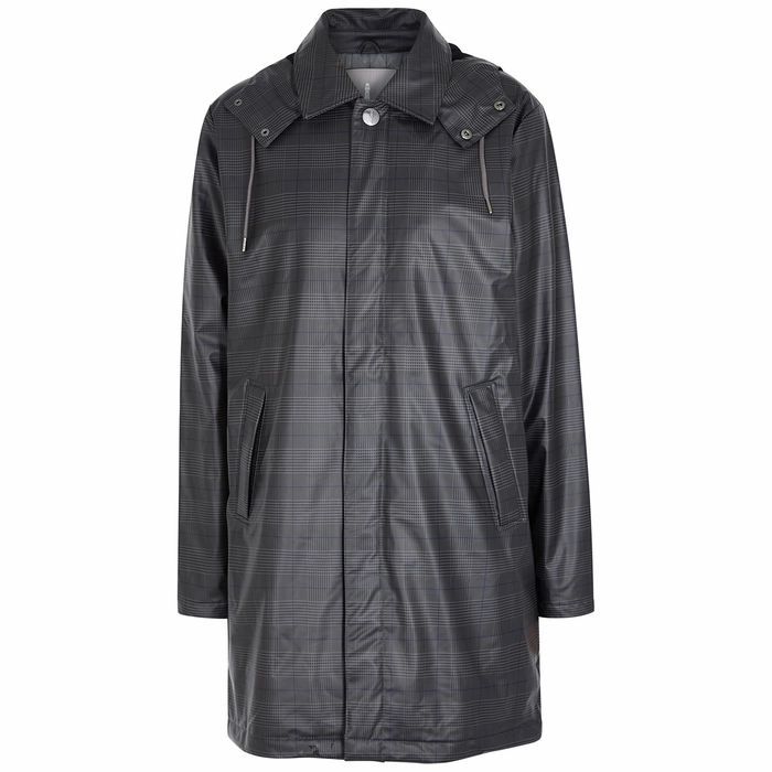 Grey Checked Coated Raincoat