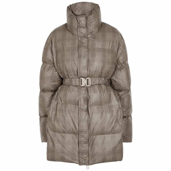 Checked Quilted Shell Coat
