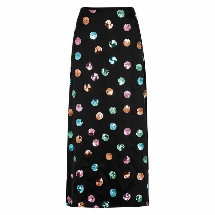 Kelly Sequin-embellished Satin Skirt