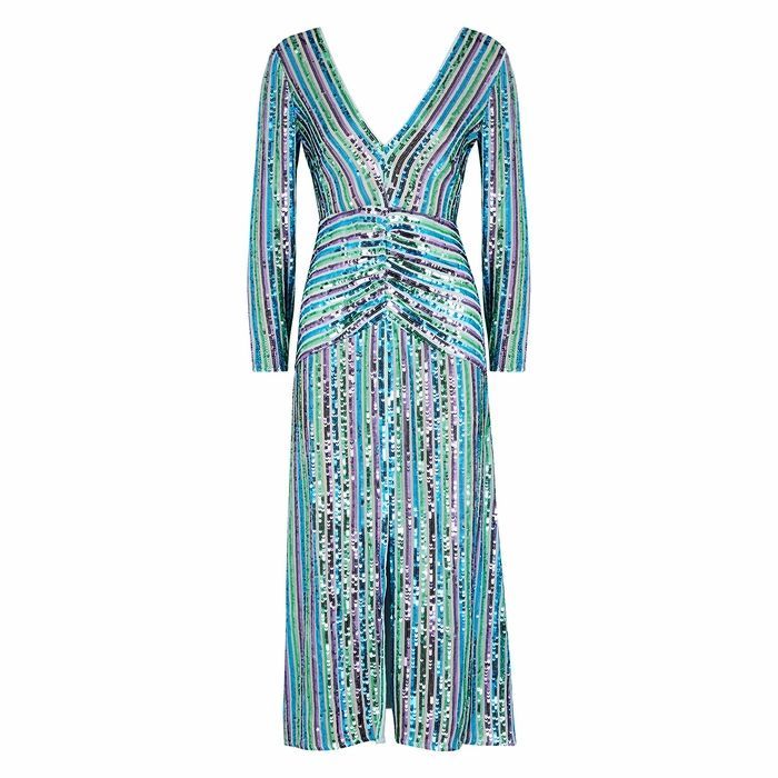 Emmy Striped Sequin Midi Dress
