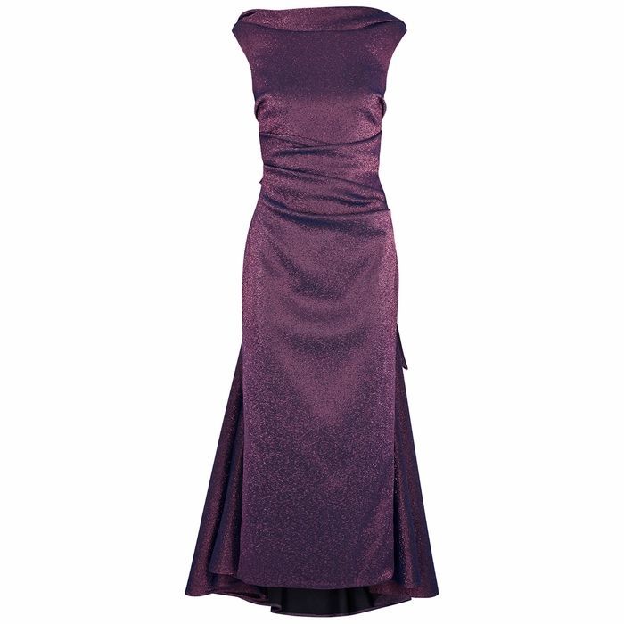 Tomislava1 Metallic Purple Stretch-gazar Gown