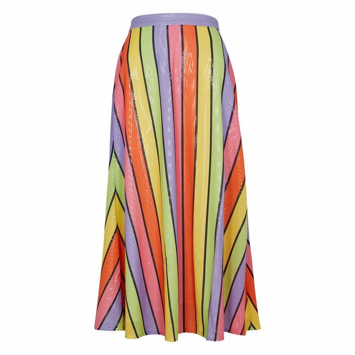 Penelope Striped Sequin Midi Skirt