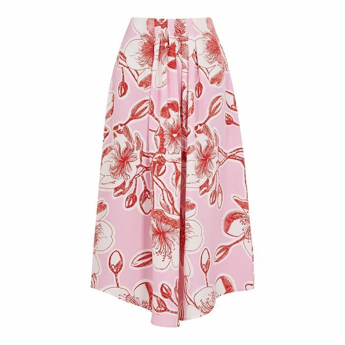 Blossom Floral-print Silk Midi Skirt