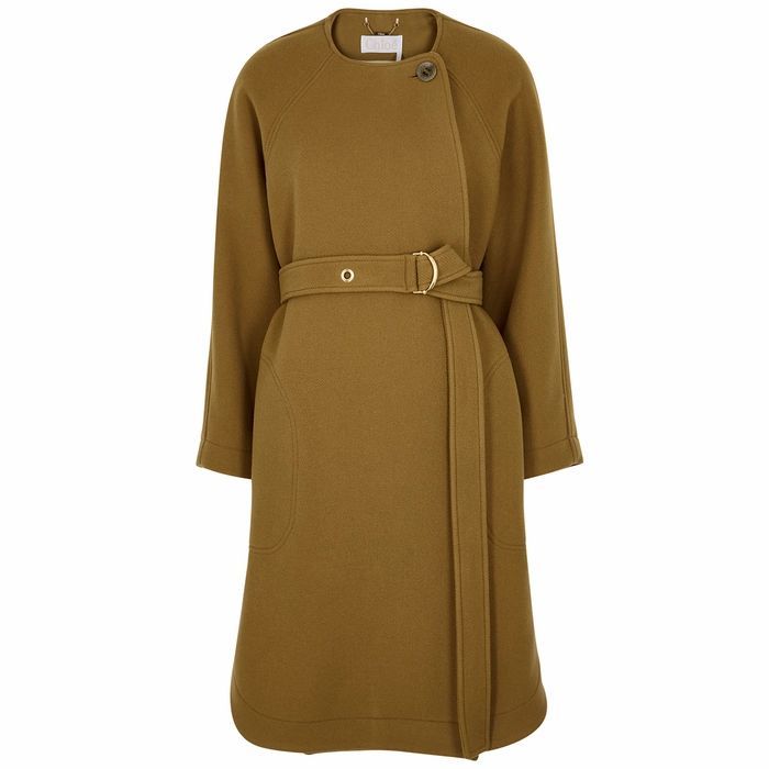 Brown Belted Wool-blend Coat