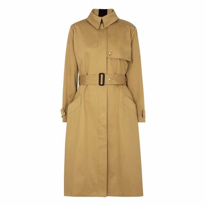 Camel Cotton-twill Trench Coat
