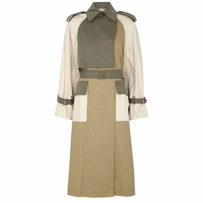 Gesner Camel Panelled Brushed Twill Trench Coat