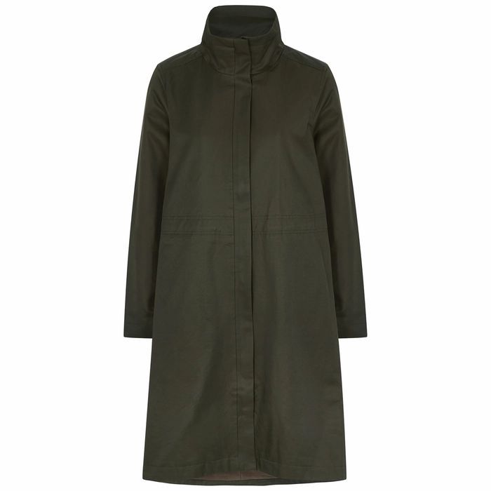 Dark Green Coated Cotton-blend Coat