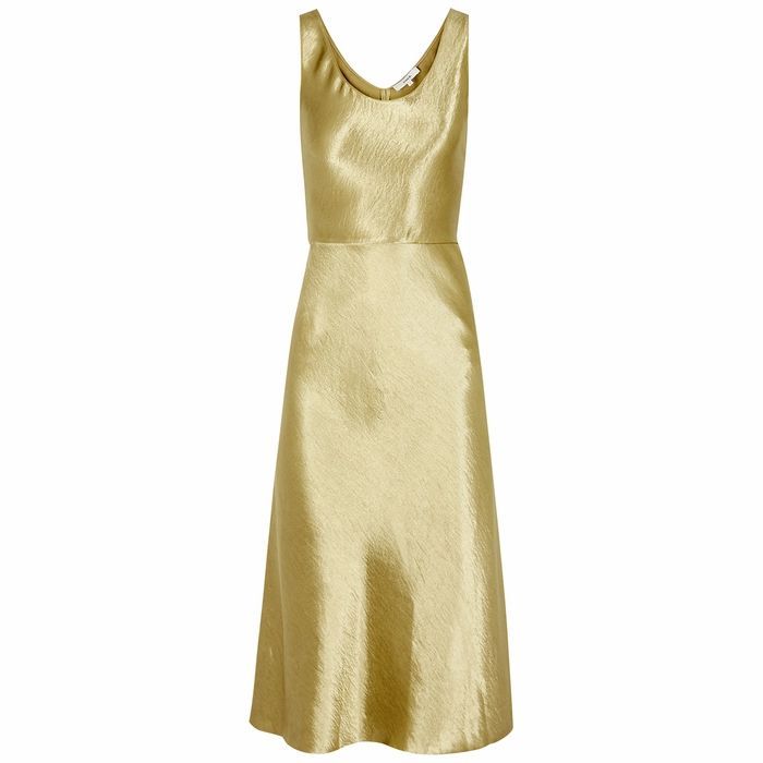 Gold Satin Midi Dress