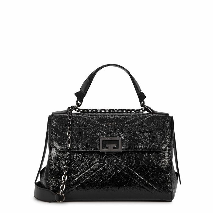 ID Medium Black Leather Shoulder Bag