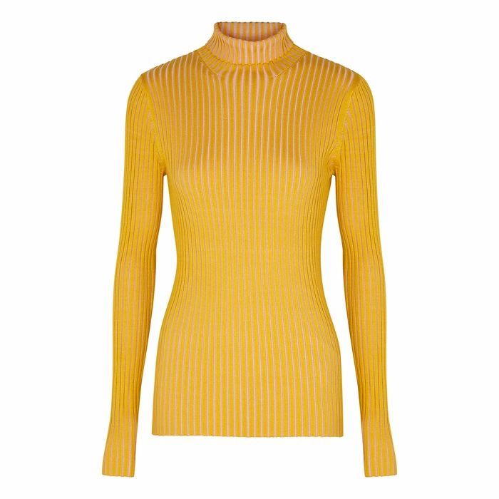Victoire Two-tone Ribbed-knit Top