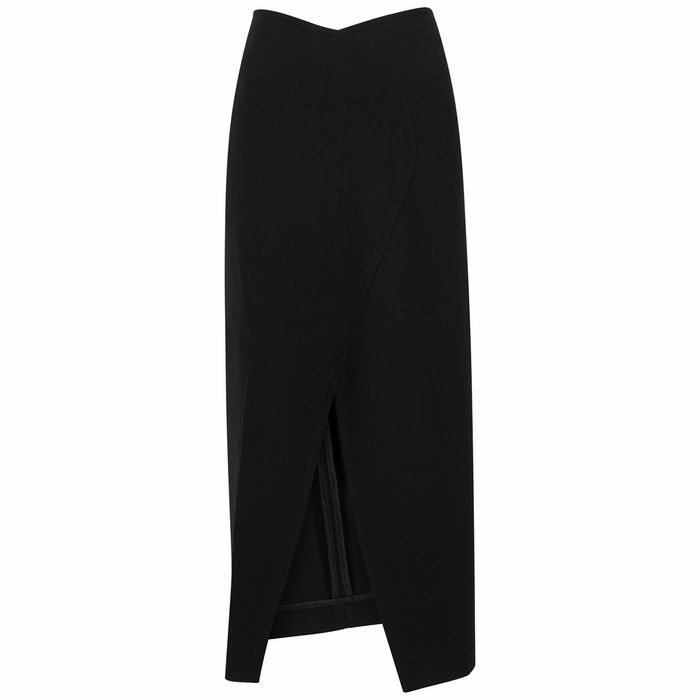 Antisanti Black Wrap-effect Midi Skirt