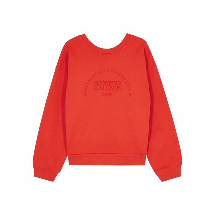 Red Logo-embroidered Cotton Sweatshirt