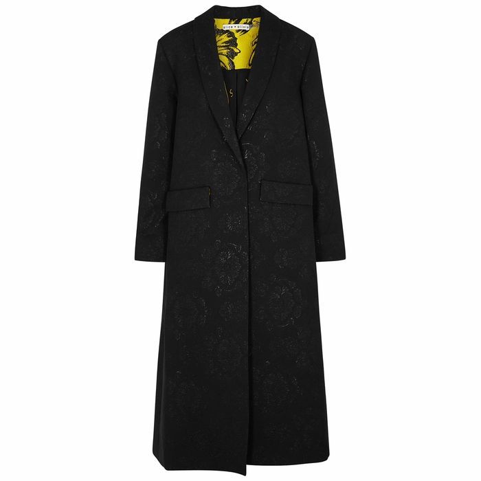Angela Black Jacquard Coat