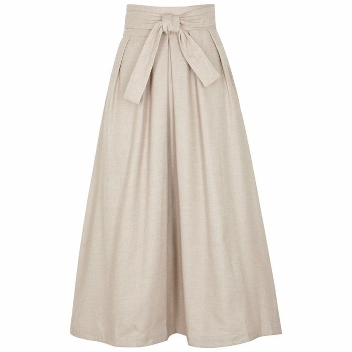 Nicole Stone Brushed Cotton-twill Midi Skirt