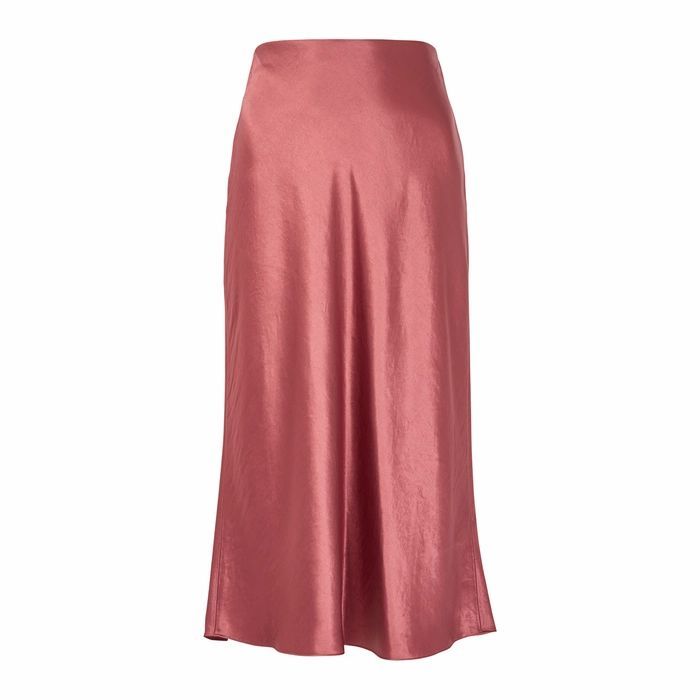 Rose Satin Midi Skirt