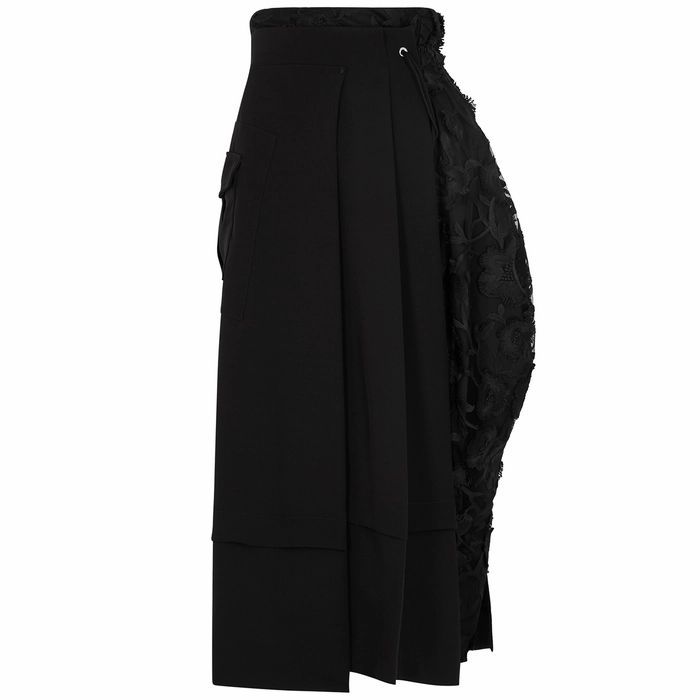 Delight Black Asymmetric Midi Skirt