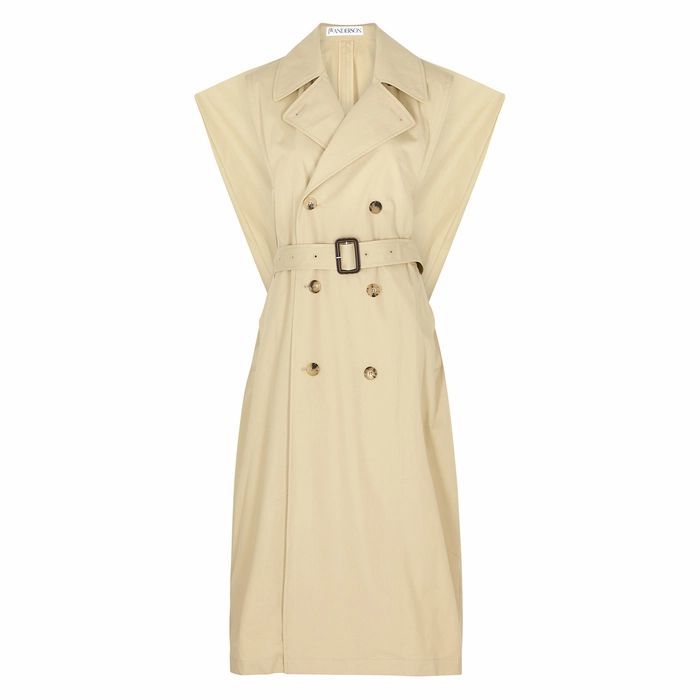 Sand Double-breasted Cotton Trench Coat
