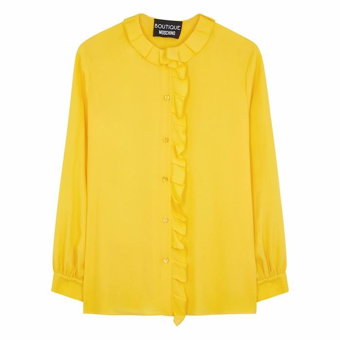 Yellow Ruffle-trimmed Blouse