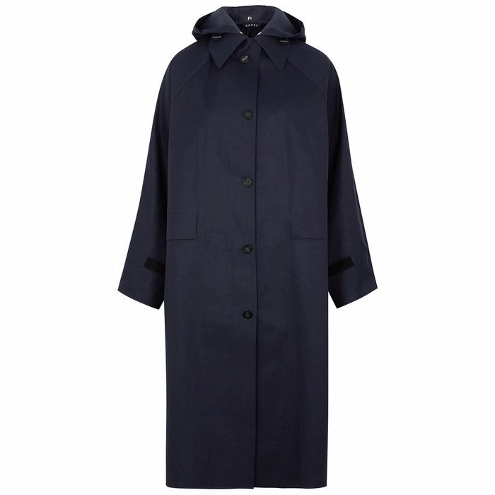 Navy Cotton-blend Trench Coat