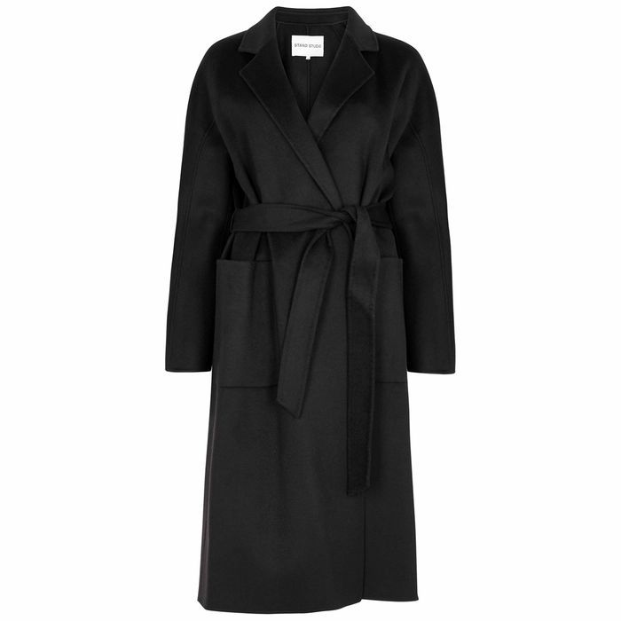 Claudine Black Belted Wool-blend Coat