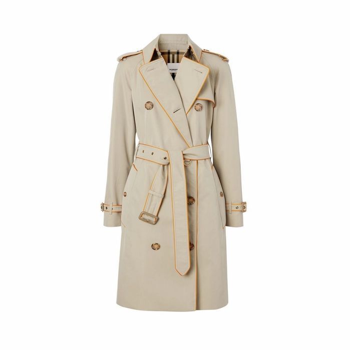 Piped Cotton Gabardine Trench Coat