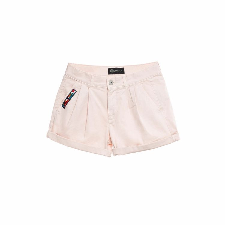 Cotton Twill Pink Shorts For Woman