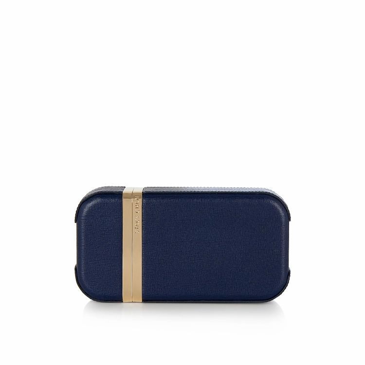 New Sophie Clutch Bag In Navy Saffiano Leather