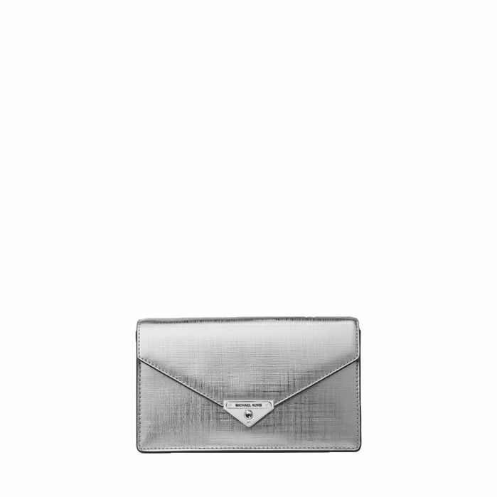 Grace Medium Metallic Leather Envelope Clutch