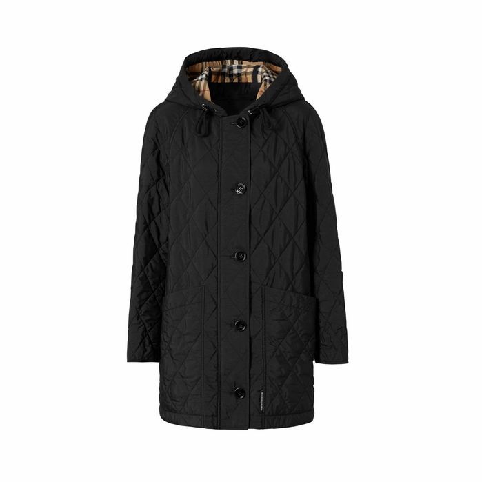 Diamond Quilted Thermoregulated Hooded Coat