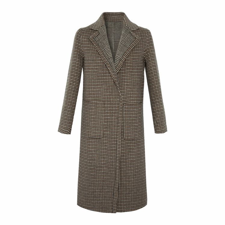 Straight-cut Houndstooth Wool Preston Coat