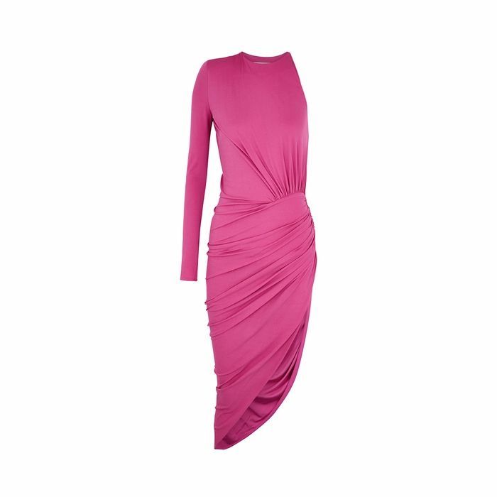 Pink Asymmetric Jersey Dress