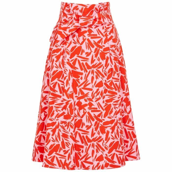 Avi Printed Cotton-blend Midi Skirt