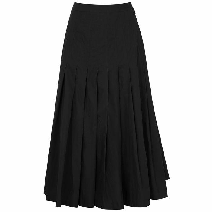 Elisha Black Pleated Cotton Skirt