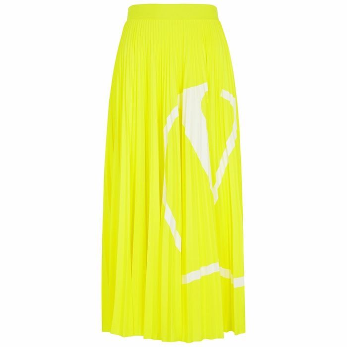 Neon Yellow Logo Jersey Midi Skirt