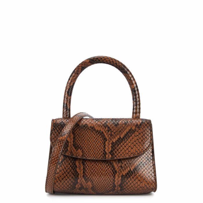 Mini Snake-effect Leather Top Handle Bag