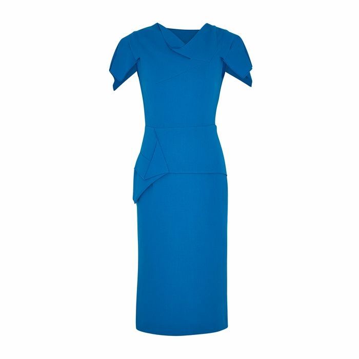 Vernon Blue Wool-crepe Midi Dress
