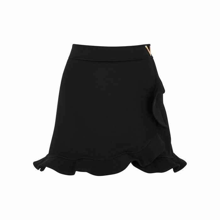 Black Ruffle-trimmed Mini Skirt