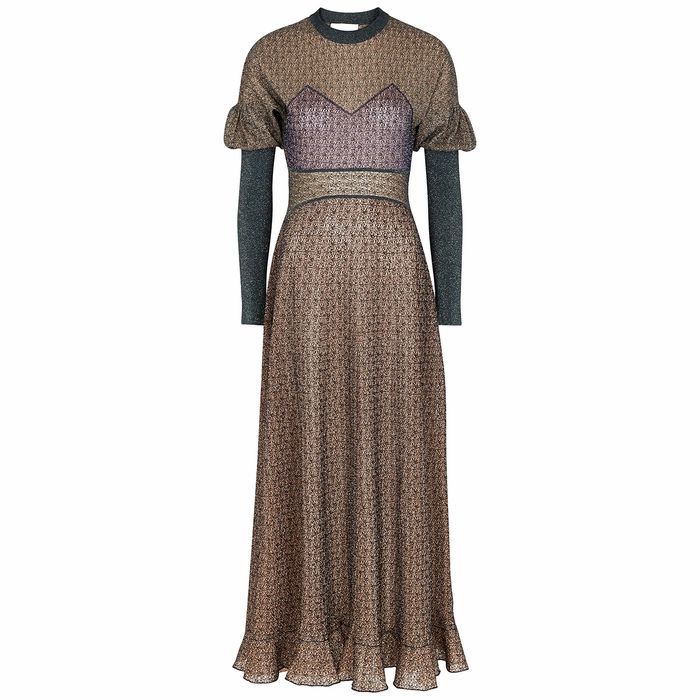Panelled Metallic-knit Dress