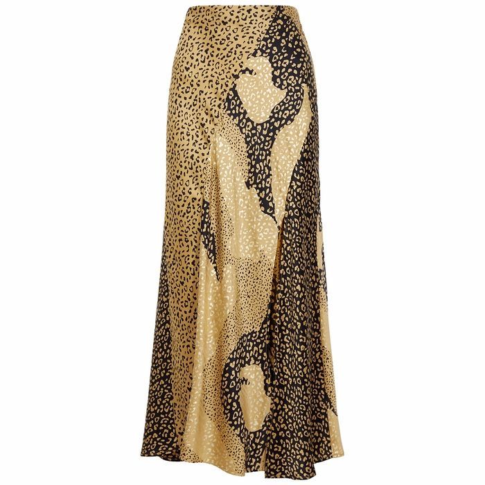 Parker Leopard-print Satin Midi Skirt