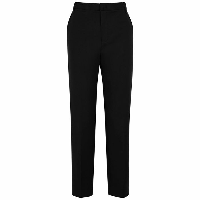 Black Slim-leg Cotton-blend Trousers