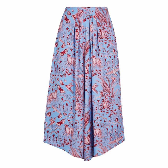 Blossom Printed Silk-satin Midi Skirt