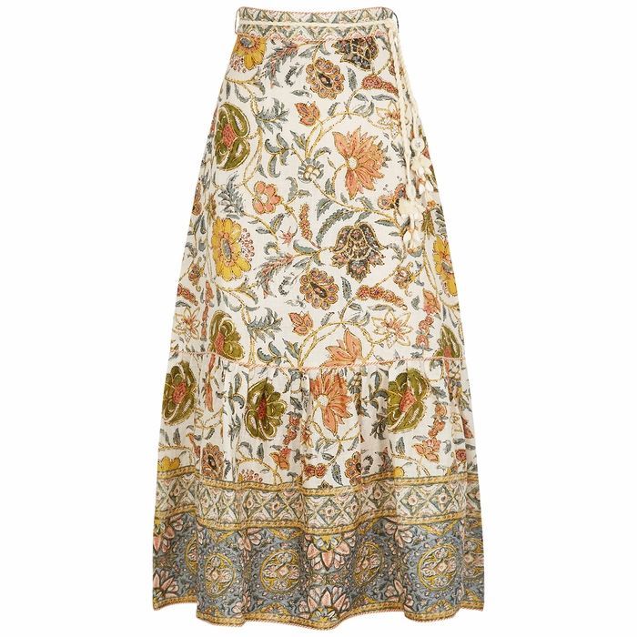 Edie Ivory Printed Linen Skirt